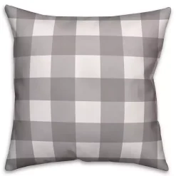 Teal Floral Buffalo Check Outdoor Pillow