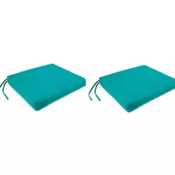 Teal French Edge Outdoor Chair Cushions, Set of 2