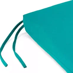 Teal French Edge Outdoor Chair Cushions, Set of 2