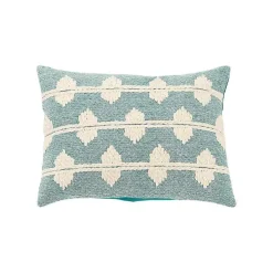 Teal Heathered Embroidered Diamond Throw Pillow