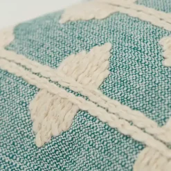 Teal Heathered Embroidered Diamond Throw Pillow