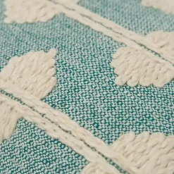 Teal Heathered Embroidered Diamond Throw Pillow