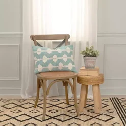 Teal Heathered Embroidered Diamond Throw Pillow