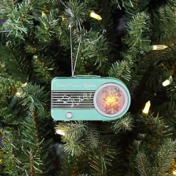 Teal Mini Radio LED Christmas Ornament