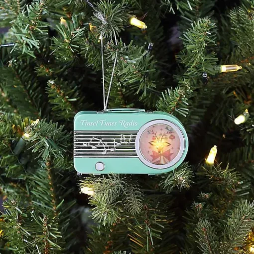 Teal Mini Radio LED Christmas Ornament