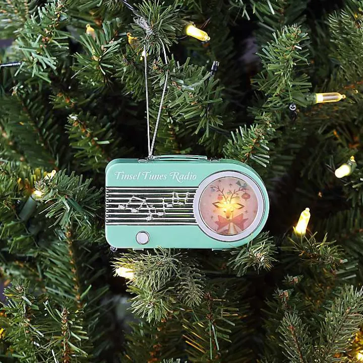 Teal Mini Radio LED Christmas Ornament