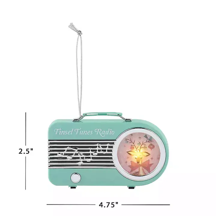 Teal Mini Radio LED Christmas Ornament