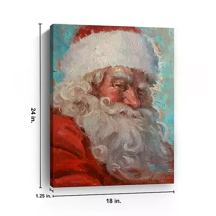 Teal Santa Portrait Canvas Art Print