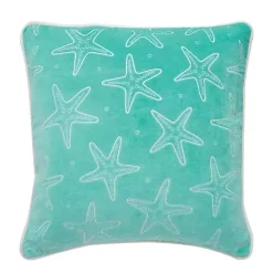 Teal Velvet Starfish Pillow