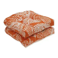 Terracotta Paisley Outdoor Seat Cushions, Set of 2