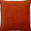 Terracotta Velvet Corduroy Flange Throw Pillow