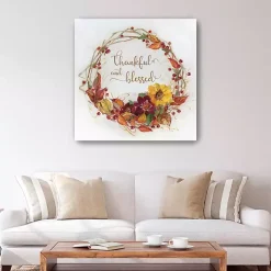 Thankful & Blessed Harvest Wreath Print, 40x40