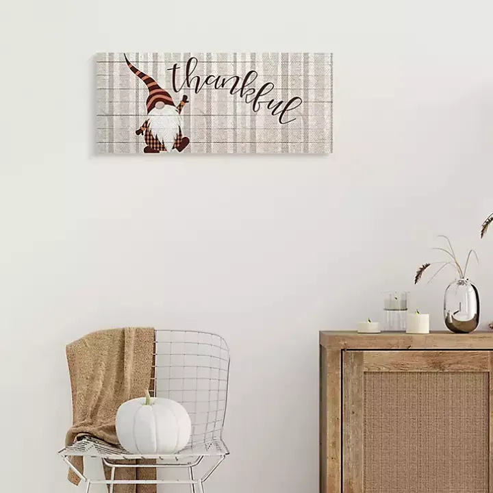 Thankful Gnome Canvas Wall Art