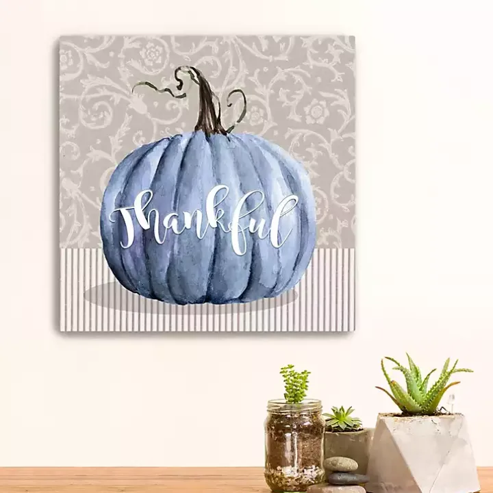 Thankful Pumpkin Canvas Art Print, 20x20