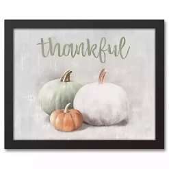 Thankful Pumpkins Framed Canvas Art Print
