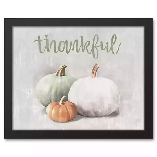 Thankful Pumpkins Framed Canvas Art Print