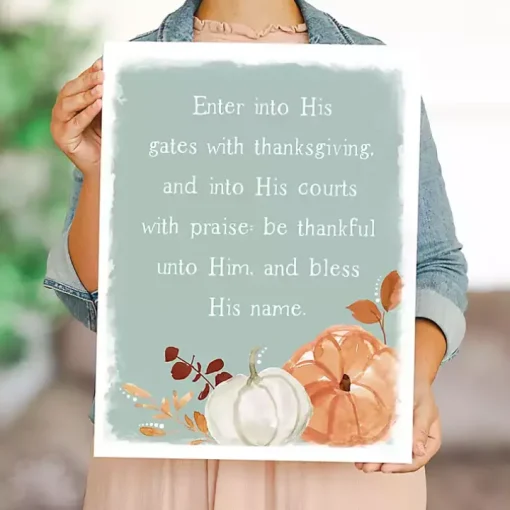 Thanksgiving Verse Canvas Wall Plaque