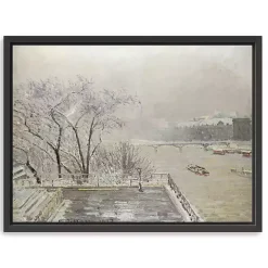 The Louvre Under Snow Framed Canvas Art Print