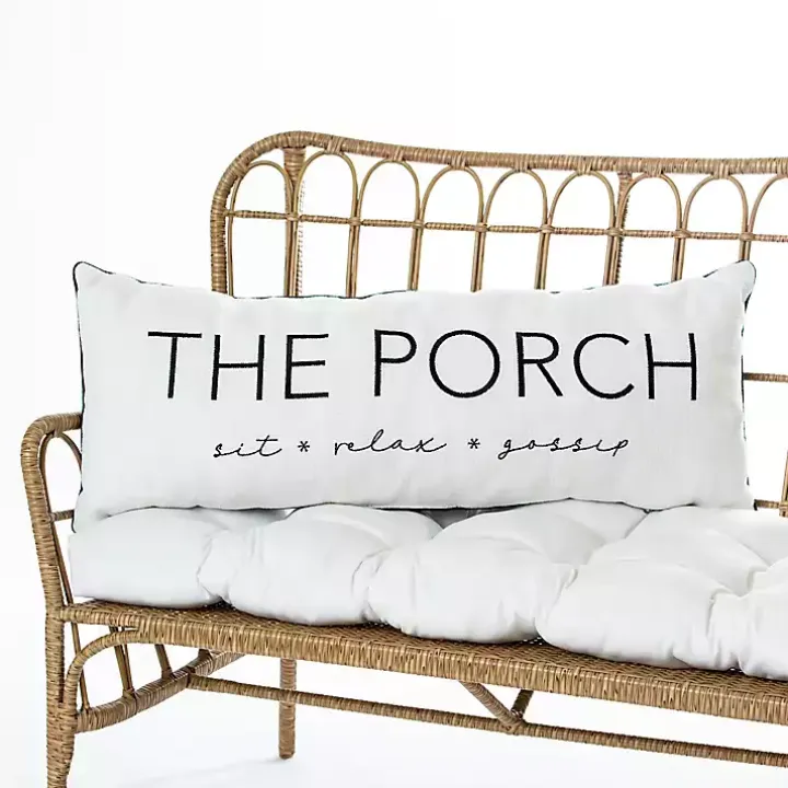 The Porch White Outdoor Lumbar Pillow