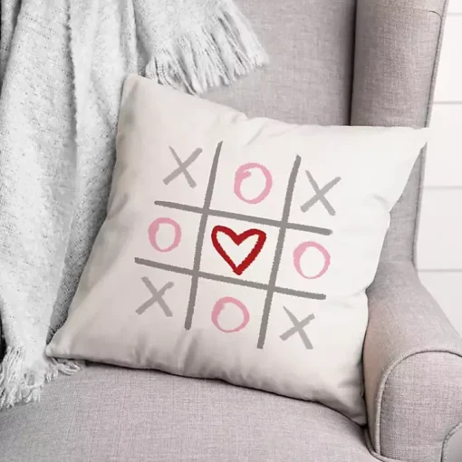 Tic Tac Toe Heart Pillow