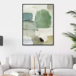 Tranquil Green Framed Canvas Art Print