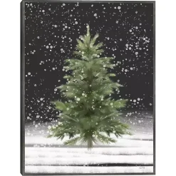 Tree With Snow Fall Christmas Wall Plaque