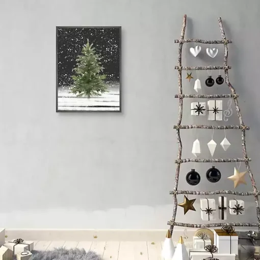 Tree With Snow Fall Christmas Wall Plaque
