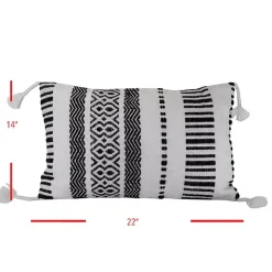 Tribal Stripe Tassel Outdoor Lumbar Pillow