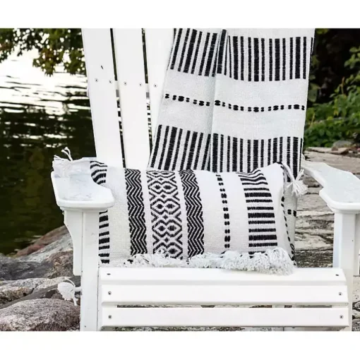 Tribal Stripe Tassel Outdoor Lumbar Pillow