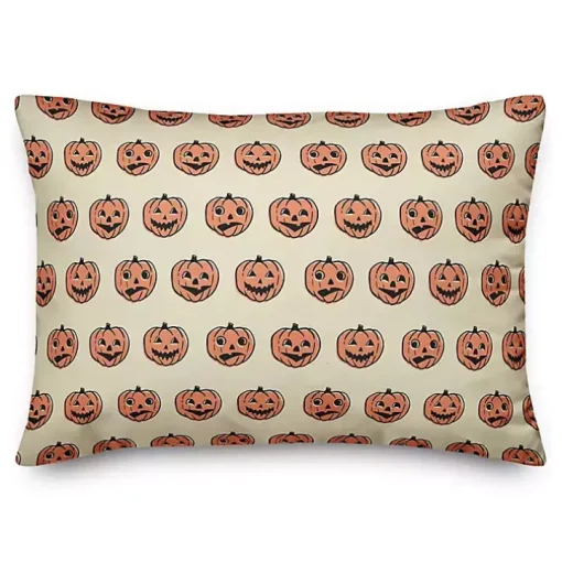 Trick or Treat Pumpkins Pattern Lumbar Pillow