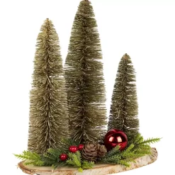 Trio of Bottle Brush Trees Christmas Decoration