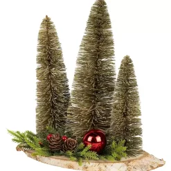 Trio of Bottle Brush Trees Christmas Decoration