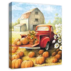 Truck in a Pumpkin Patch Canvas Art Print