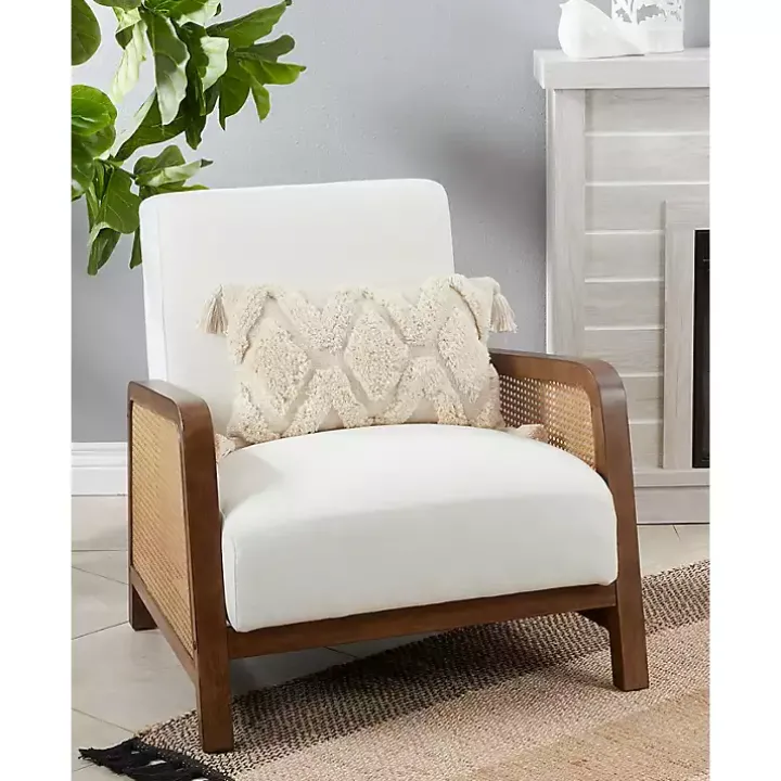 Tufted Cream Diamond Throw Pillow