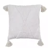 Tufted Diamond White with Tassels Throw Pillow