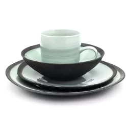 Turquoise and Black Ceramic 16-pc. Dinnerware Set