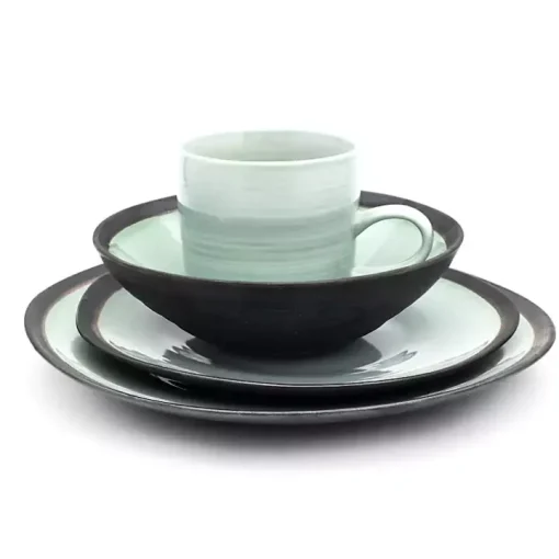 Turquoise and Black Ceramic 16-pc. Dinnerware Set