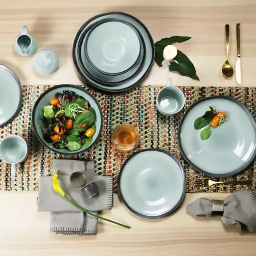 Turquoise and Black Ceramic 16-pc. Dinnerware Set