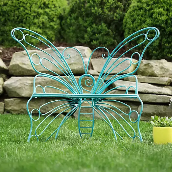 Turquoise Butterfly Metal Chair