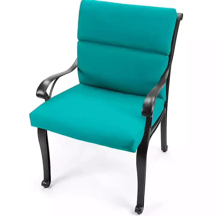 Turquoise Canvas French Edge Outdoor Chair Cushion
