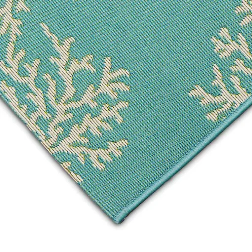 Turquoise Coral Indoor/Outdoor Rug, 3x4