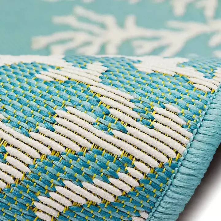 Turquoise Coral Indoor/Outdoor Rug, 2x3