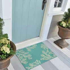 Turquoise Coral Indoor/Outdoor Rug, 3x4