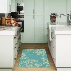 Turquoise Coral Indoor/Outdoor Rug, 3x4