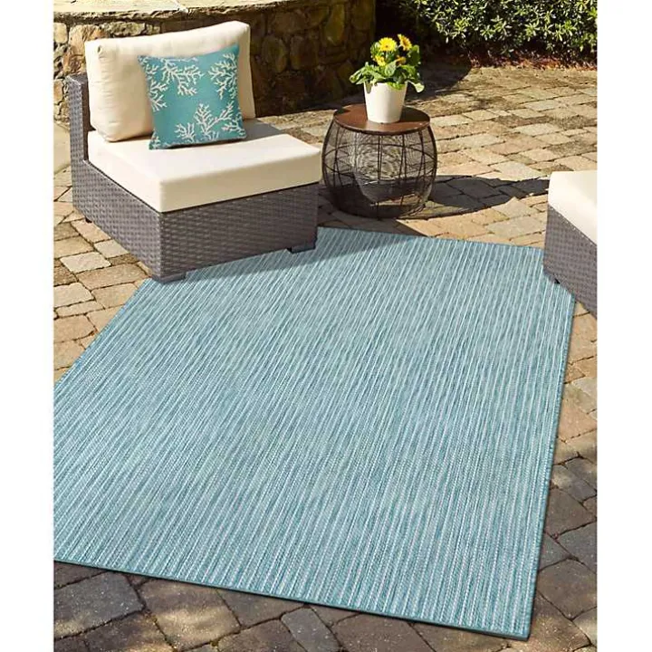 Turquoise Coral Woven Outdoor Throw Pillow