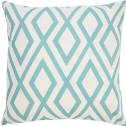 Turquoise Geometric Diamond Outdoor Pillow