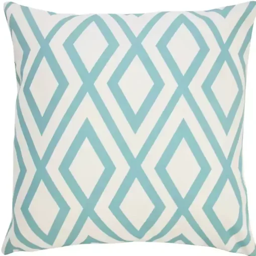 Turquoise Geometric Diamond Outdoor Pillow