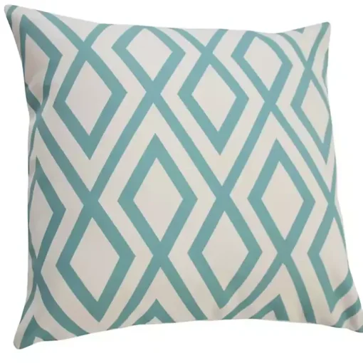 Turquoise Geometric Diamond Outdoor Pillow
