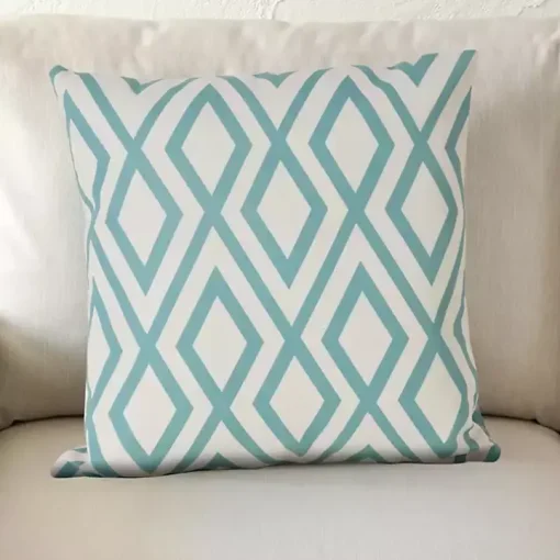 Turquoise Geometric Diamond Outdoor Pillow