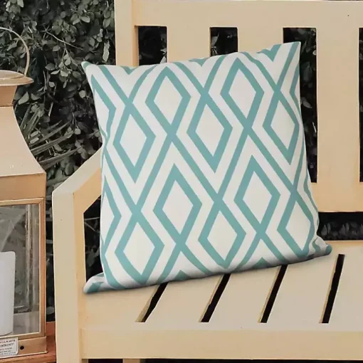 Turquoise Geometric Diamond Outdoor Pillow